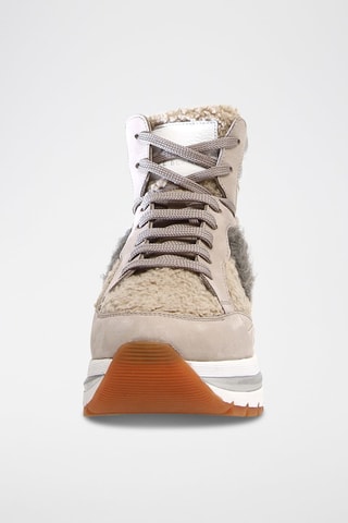 Zapatillas altas de piel con plataforma Maran - Blanco y beige