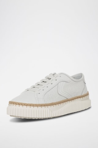 Zapatillas de piel con plataforma - Blanco