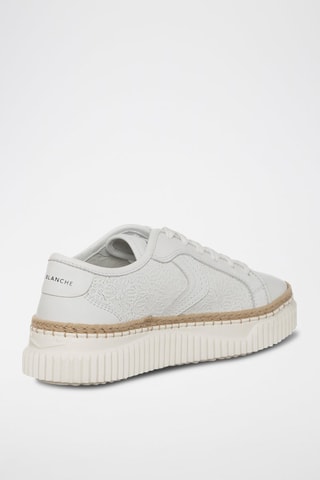 Zapatillas de piel con plataforma - Blanco