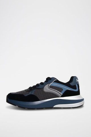 Zapatillas de nobuk Shine - Negro, azul y gris