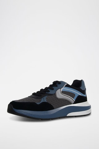 Zapatillas de nobuk Shine - Negro, azul y gris