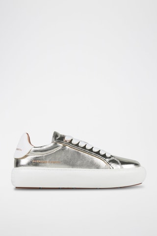 Zapatillas de piel - Blanco y plateado