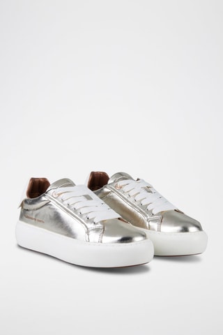 Zapatillas de piel - Blanco y plateado