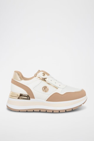 Zapatillas con plataforma - Laura Biagiotti - Blanco, marrón y plateado