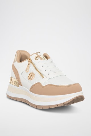 Zapatillas con plataforma - Laura Biagiotti - Blanco, marrón y plateado