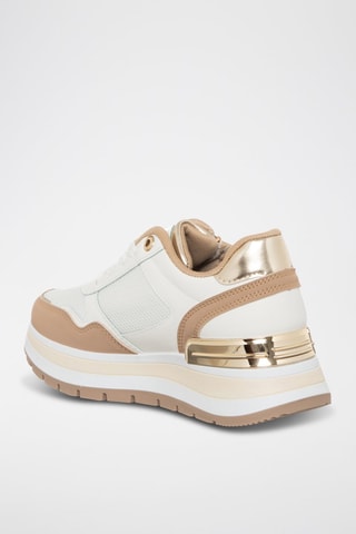 Zapatillas con plataforma - Laura Biagiotti - Blanco, marrón y plateado