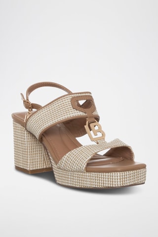 Sandalias de tacón - Laura Biagiotti - Beige, verde y dorado