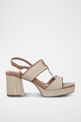 Sandalias de tacón - Laura Biagiotti - Beige, verde y dorado