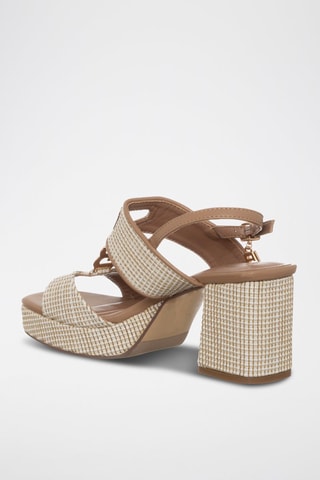 Sandalias de tacón - Laura Biagiotti - Beige, verde y dorado
