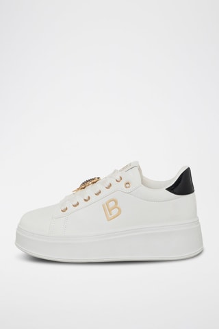 Zapatillas con plataforma - Laura Biagiotti - Blanco, negro y dorado