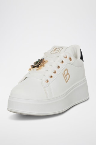 Zapatillas con plataforma - Laura Biagiotti - Blanco, negro y dorado