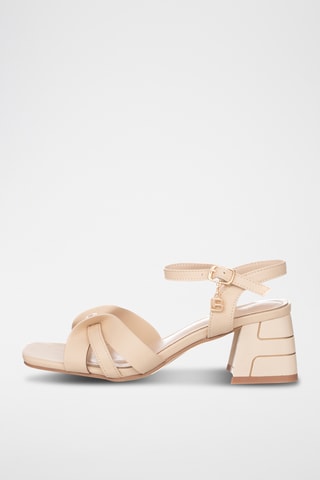 Sandalias de piel de tacón - Camel