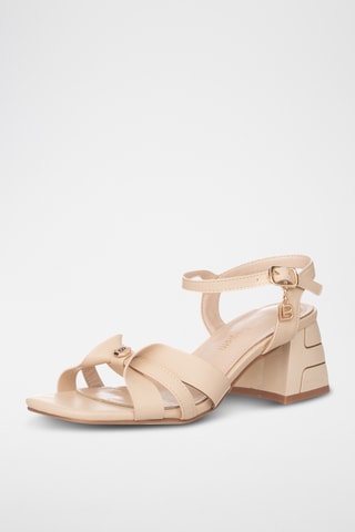 Sandalias de piel de tacón - Camel