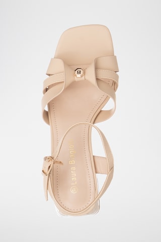 Sandalias de piel de tacón - Camel