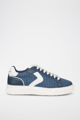 Zapatillas de piel - Blanco y azul