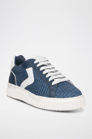 Zapatillas de piel - Blanco y azul