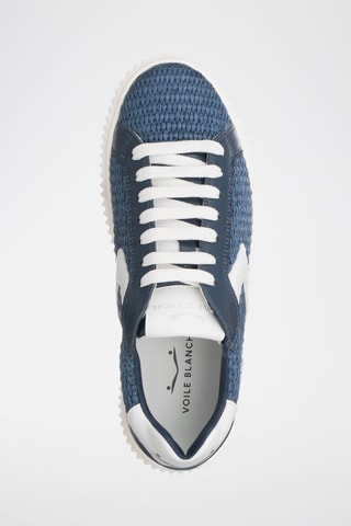 Zapatillas de piel - Blanco y azul