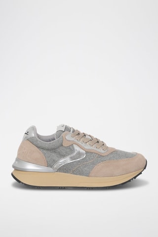 Zapatillas de piel - Beige y gris