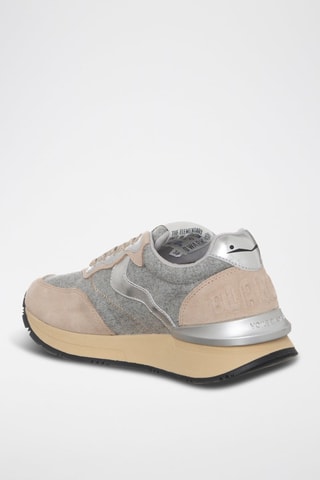 Zapatillas de piel - Beige y gris