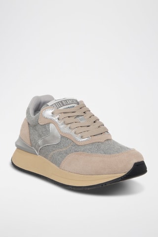 Zapatillas de piel - Beige y gris