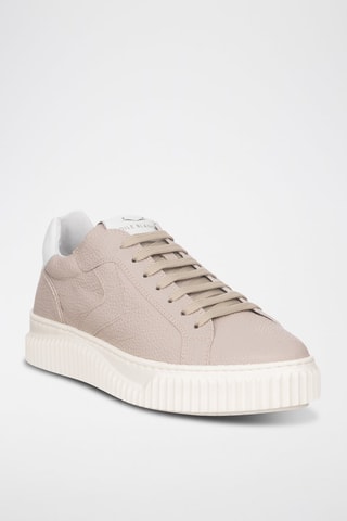 Zapatillas de piel - Blanco y rosa