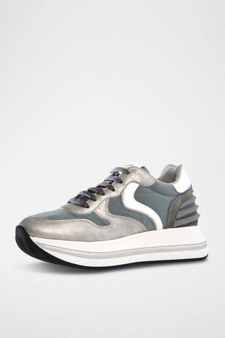 Zapatillas de piel bovina Merry Power - Blanco, plateado y gris