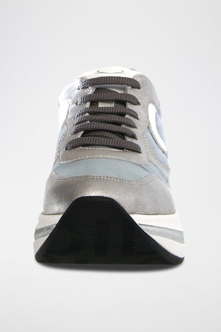 Zapatillas de piel bovina Merry Power - Blanco, plateado y gris