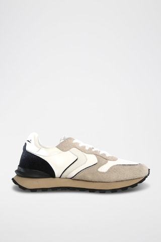 Zapatillas de nobuk Paris Race - Blanco, marrón y gris