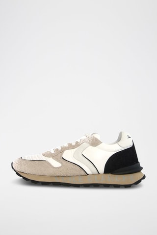Zapatillas de nobuk Paris Race - Blanco, marrón y gris