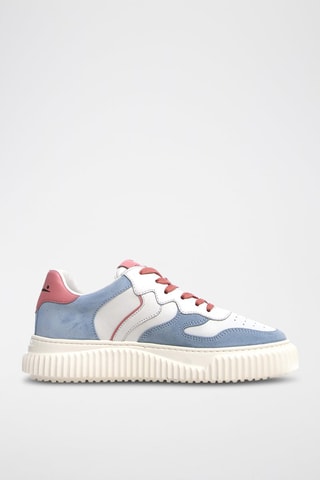 Zapatillas de piel bovina - Blanco, azul y rosa
