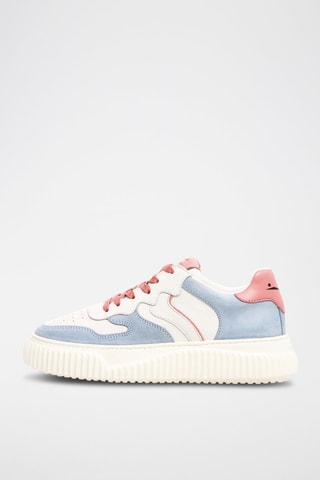Zapatillas de piel bovina - Blanco, azul y rosa