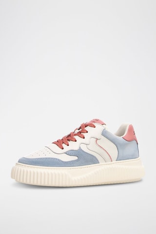 Zapatillas de piel bovina - Blanco, azul y rosa