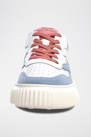 Zapatillas de piel bovina - Blanco, azul y rosa