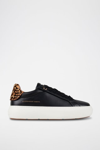 Zapatillas de piel con plataforma - Negro y beige