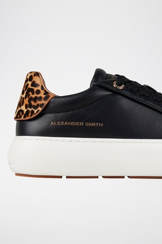 Zapatillas de piel con plataforma - Negro y beige
