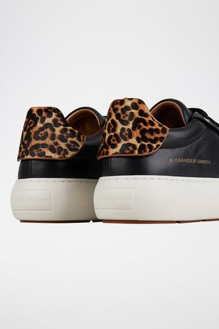 Zapatillas de piel con plataforma - Negro y beige