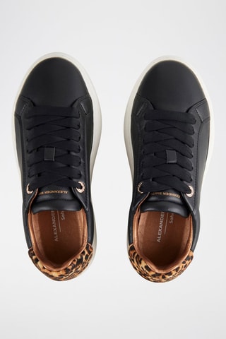 Zapatillas de piel con plataforma - Negro y beige