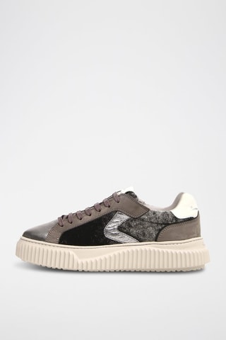 Leren Gevoerde Sneakers - Zwart en grijs