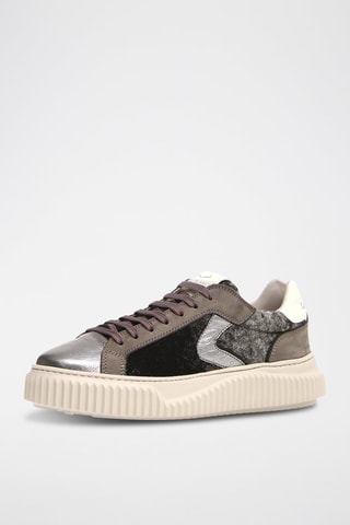 Leren Gevoerde Sneakers - Zwart en grijs