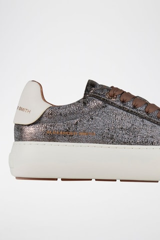 Zapatillas de piel con plataforma - Marrón y plateado
