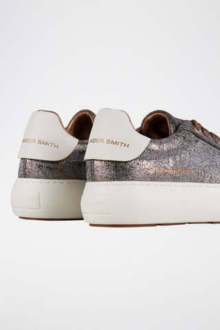 Zapatillas de piel con plataforma - Marrón y plateado
