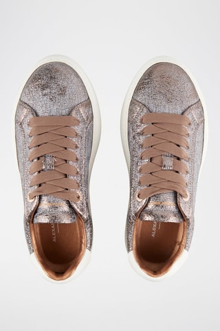 Zapatillas de piel con plataforma - Marrón y plateado