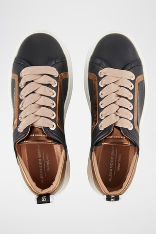 Zapatillas de piel con plataforma Wembley - Negro