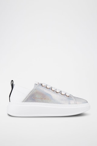 Zapatillas de piel - Blanco y gris