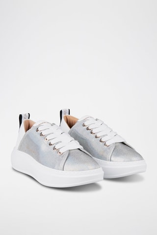 Zapatillas de piel - Blanco y gris