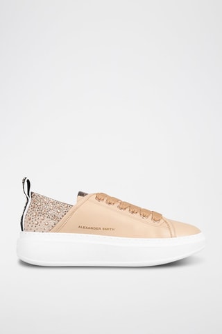 Zapatillas de piel - Blanco, negro y dorado
