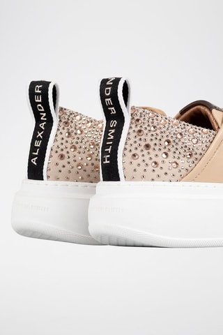 Zapatillas de piel - Blanco, negro y dorado