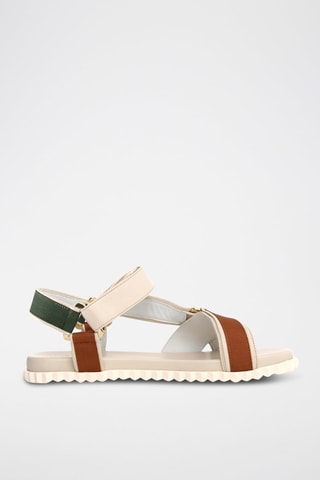 Sandalias de piel - Beige, marrón y verde