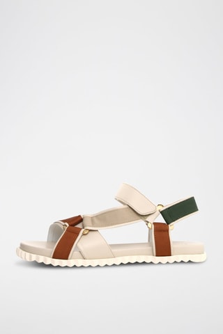 Sandalias de piel - Beige, marrón y verde