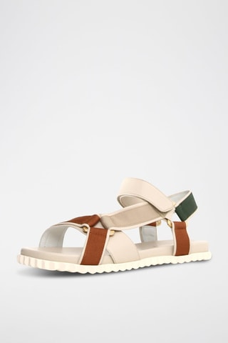 Sandalias de piel - Beige, marrón y verde